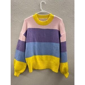 Women's Lauren Taylor Sweater Size Small Color Block Long Sleeve Pullover